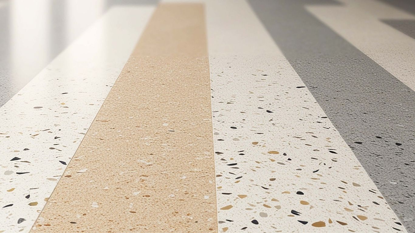 Cost Benefits of Terrazzo Flooring Restoration in Lakeland, FL Close-up of polished terrazzo floor samples showcasing terrazzo flooring restoration in Lakeland, FL.